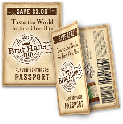 The Original Brat Hans Flavor Ventures Passport Coupon Book